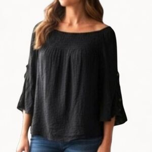 ❤️ Hannah- Supercute Top Black with Layered Ruffled Sleeves